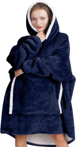 Adult Hoodie Blanket Oversized Super Soft Plush Sherpa Big Hooded Sweatshirt - Picture 1 of 19