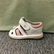 New Toddler Girl’s Easy USA BB2690 White Closed-Toe Sandals With Heart Size 7
