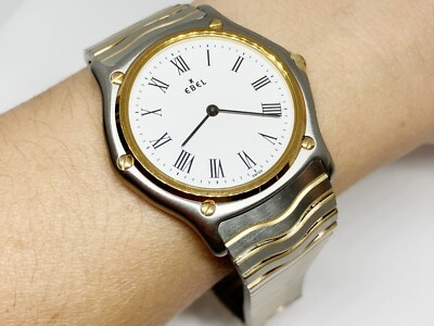 EBEL Wave Stainless Steel & 18KYG Watch 34mm 8 