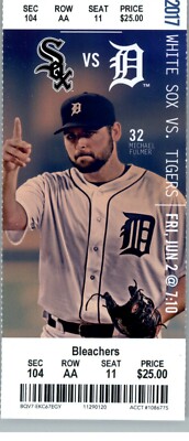 Chicago White Sox vs Detroit Tigers 6/2/2017 Full Ticket - Miguel Cabrera 3H/4R.