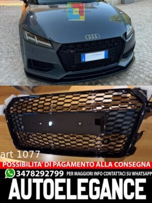 1077 GRIGLIA ADATTA PER AUDI TT FV 8S 2014-2018 LOOK TTRS DESIGN NERO LUCIDO