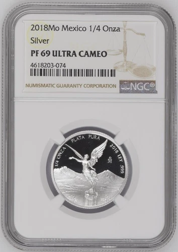 2018 Mexico Libertad 1/4oz Proof Silver NGC PF69!