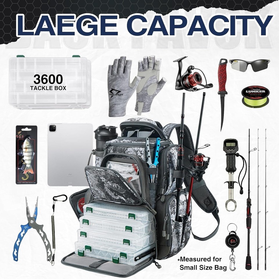 Fishing Tackle Backpack with 4 Trays Large Waterproof Tackle Bag