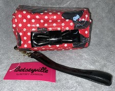 Betseyville Betsey Johnson wristlet Betsey Red Polka Bow PVC Polka dot NEW