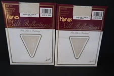 TWO Vintage Hanes Silk Reflections Silky Control Top Pantyhose 718 SZ EF PEARL