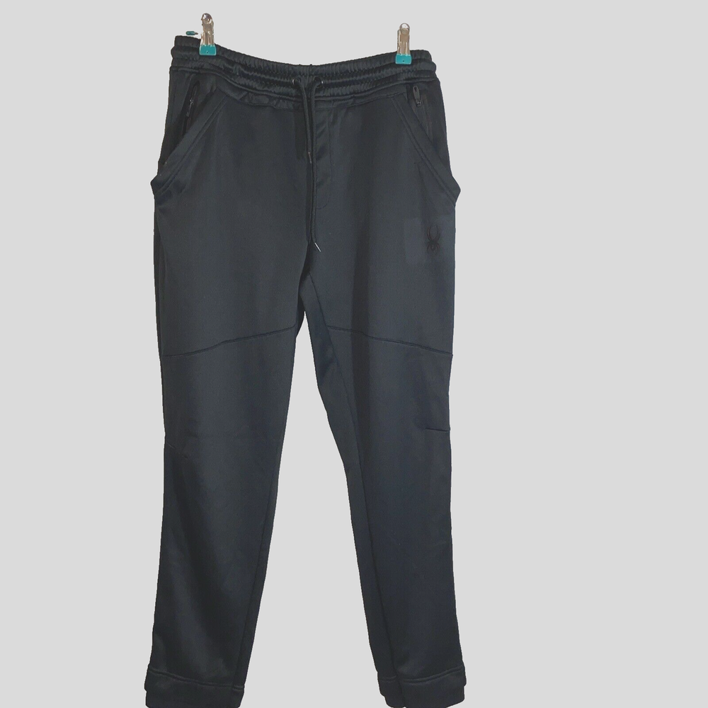 Spyder Active Fleece Athletic Track Pants Black Medium with Elastic Hem