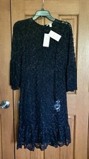 !! NEW !! Michael Michael Kors Metallic Corded Lace Dress Black Size S
