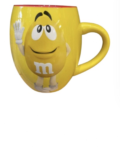 M&M's World Yellow Character with Red Color Inside Barrel Coffee Mug New - Picture 2 of 3