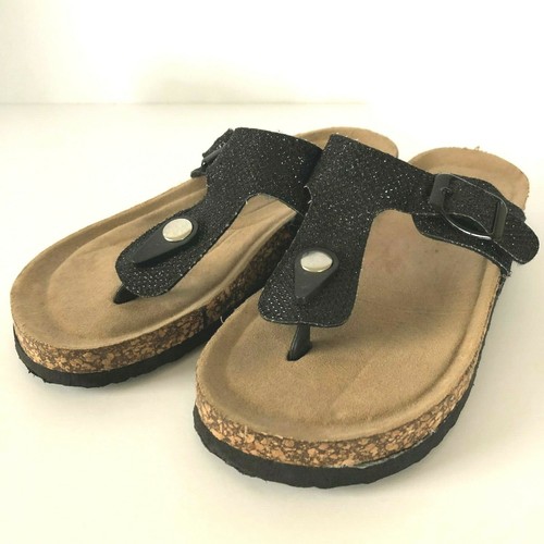 Diva Girl Little Girls Boho Slip On Sandals Size 2 Black Bling - Picture 7 of 7