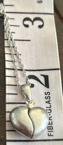 Heart Necklace ”I Love You” Locket Pendant Silver 925 Chain 18”L Charm 0.75” WS - Picture 6 of 15