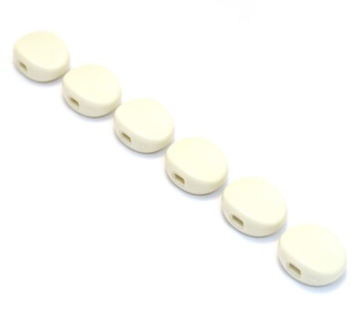 NEW - Plastic Oval Tuning Key Buttons (6) For Old-Style Tuners - OFF-WHITE