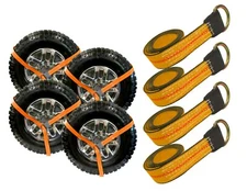 12 ft Orange Lasso Tire Tie Down Straps with Eye Protection USA (4 Pack)