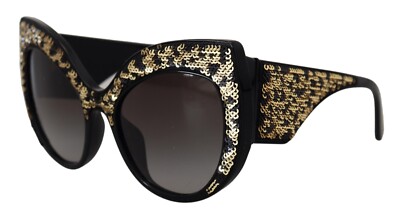Dolce & Gabbana Black Gold Sequin Butterfly Polarized DG4326 Sunglasses Dolce & Gabbana Black Gold Sequin Butterfly Polarized DG4326  main image 2