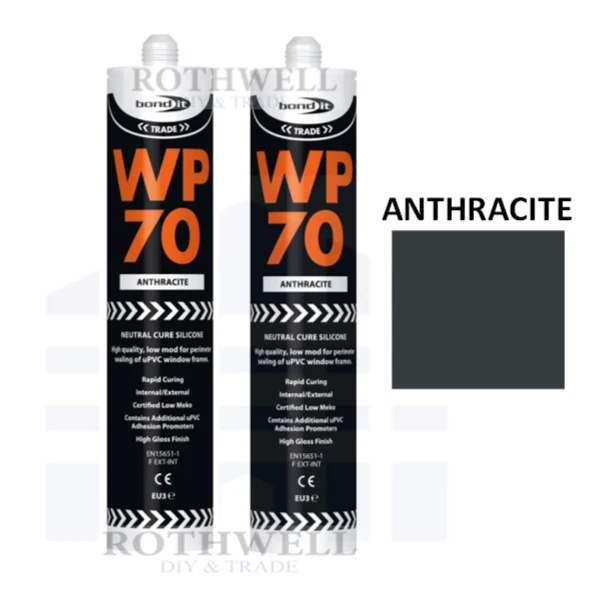 BOND IT 2 x ANTHRACITE GREY WP70 Mastic Silicone Sealant General Purpose Low Modulus