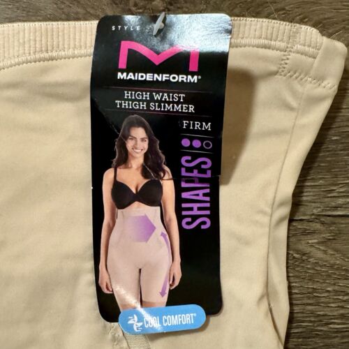 Maidenform High Waist Thigh Slimmer Shapewear Latte Lift Nude Thong Size M Women - Picture 2 of 6