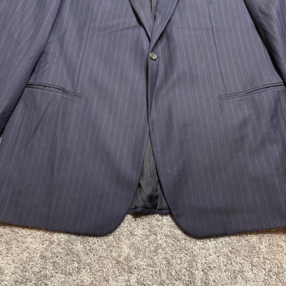 Blazer PAL ZILERI Para Hombres 44 R Azul Marino Rayas Loro Piana Lana Virgen Italia Foto 3 de 4