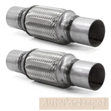 2 Pcs 2" x 6" Exhaust Flex Pipe Heavy Duty Stainless Steel Double Braided 10"OL