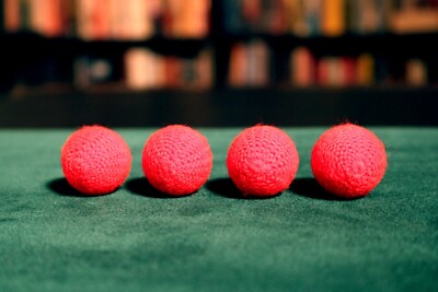 Teleporting Crochet Balls, 4 Red, Watch Video Demo, w/Tutorial, Magic Tricks