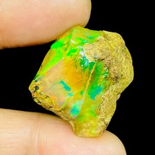 39.90 Cts Natural Ethiopian Opal Rough 30x27mm Huge Multi Fire Loose Gemstone