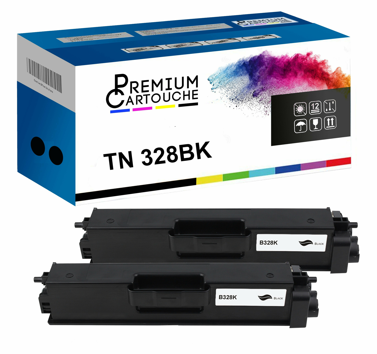 Toner TN-328BK noir haute densité pack de 2 cartouches interchangeables à haute netteté