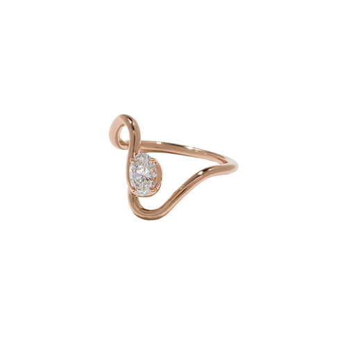 18k Rose Gold IGI Lab Created Oval Cut Diamond Wedding Ring 1.00 Ct Fine