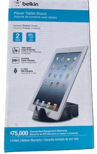 Belkin BSD200BG05 Power Tablet Stand w/ 2.1 Amp USB Charging NEW - Picture 2 of 3
