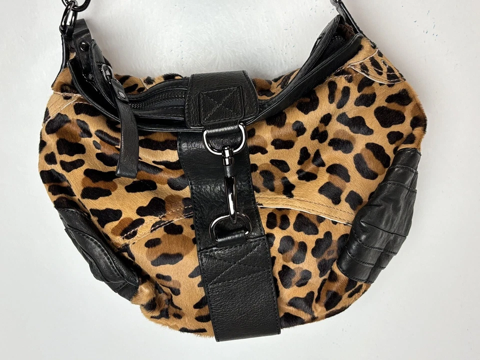 Andrew Marc Bolso de Mano de Cuero Negro Estampado Animal Bolso Cartera En muy buen estado Hobo Foto 2 de 4