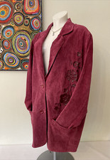 Beth Terrell Machine Washable Suede Jacket - Floral Applique - Pink - Xxl