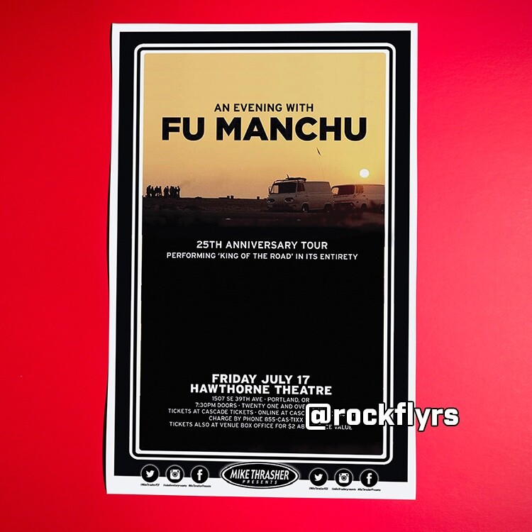 FU MANCHU 2015 Concert Promo 11x17 Street Poster. Portland Oregon.
