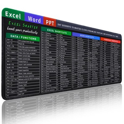 Excel Cheat Desk Pad, 31.5'' x 11.8'' Large Shortcuts Pad, Excel/Word/Power Poi...