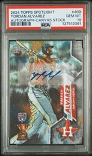 2024 Topps Spotlight Yordan Alvarez AUTO Canvas/10 POP 1 PSA 10