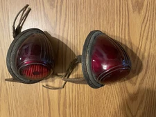 Pair of Vintage Antique 1930's Hudson Car Rear Tail Lights Stimsonite LAN . WORK