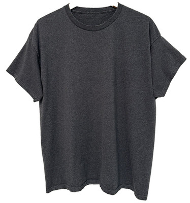 L/XL Vtg Mid 90s Dark Gray Blank Distressed Worn Grunge Skate Punk Boxy T-Shirt