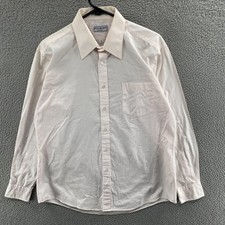 VINTAGE Yves Saint Laurent Shirt Mens 16.5 34/35 Pink Point Collar Dress 90s