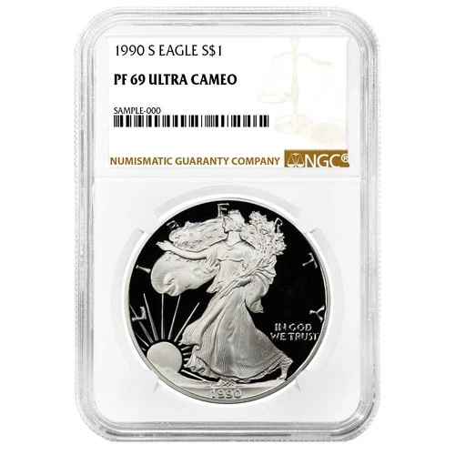 1990-S Proof $1 American Silver Eagle NGC PF69UC Brown Label