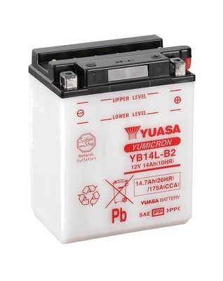 YUASA Battery with Electrolyte YB14L-B2 COMBIPACK