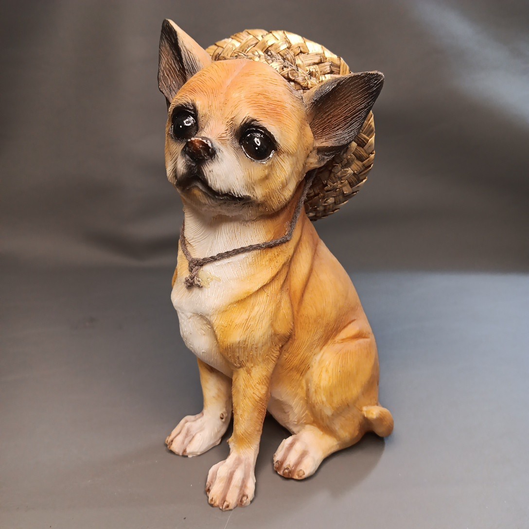 Chihuahua さま Apple Headed Chihuahua Dog Detailed Realistic Figure Wearing Straw