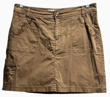 Croft & Barrow Womens Skort Size 14 Brown Embroidered 5 Pockets Stretchy Boho