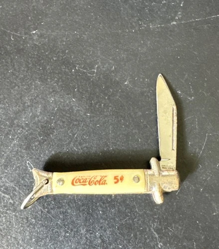 Vintage Colonial Mini Fish Tail Folding Pocket Knife Made In USA Coca Cola Coke