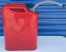 Vintage Us Military 5 Gallon Metal Gas Can Dot Red Jerry Can Cap And Nozzle Usa