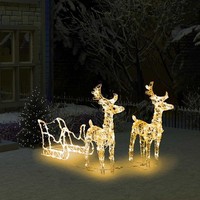 Rentiere Schlitten Weihnachtsdekoration 160 Leds Acryl Warmweiß 43X11X55 Cm