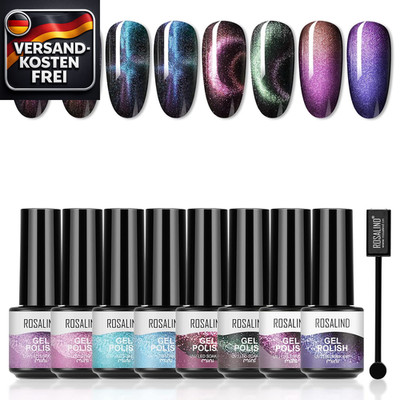 UV Nagellack Magnetisch Set 8 Farben Cat Eye Gel Katzenauge Soak off Gel Nail Po