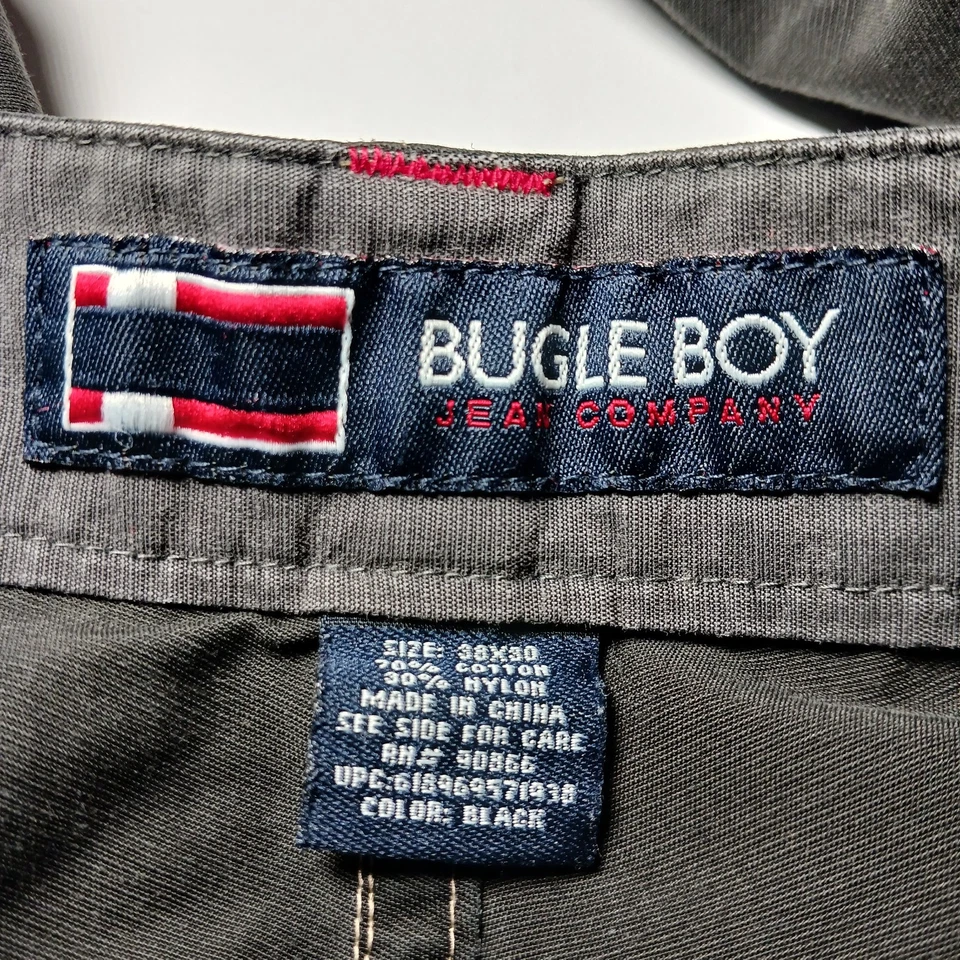 Pantalones cargo holgados vintage Bugle Boy negros de nailon mezcla de algodón para hombre talla 36X30 Foto 3 de 4