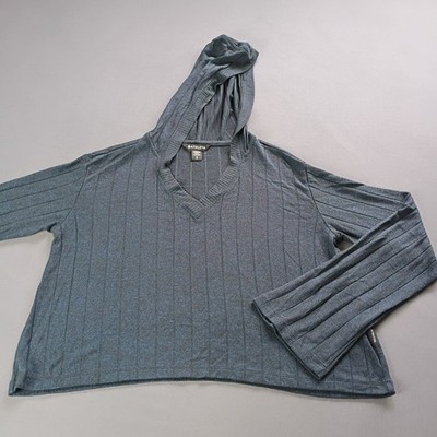 Athleta Harmony Pose Cropped V-Neck Hoodie Sweater Mahogany Heather Size S