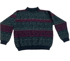 Prima Maglia Vintage 100 Soft Virgin Wool Fair Isle Print Sweater Men  s Size L