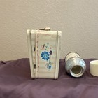 Vintage Floral Metal Lunch Box w/ Matching Thermos, White Pink Blue — photo 5