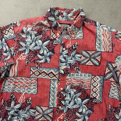 Reyn Spooner x Phil Edwards Shirt button Down Hawaiian Men s L Red Reverse Print