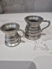 Two Vintage Pewter Measures James Smellie Birmingham England 2/5 & 1/5 Gill