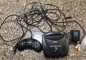 Sega Genesis Model 3 Console AV Cable Power Cord and 6 Button Tested and Working