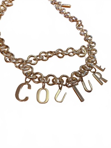 Versace Jeans Couture Gold Tone Charm Chain Belt with COUTURE Lettering
